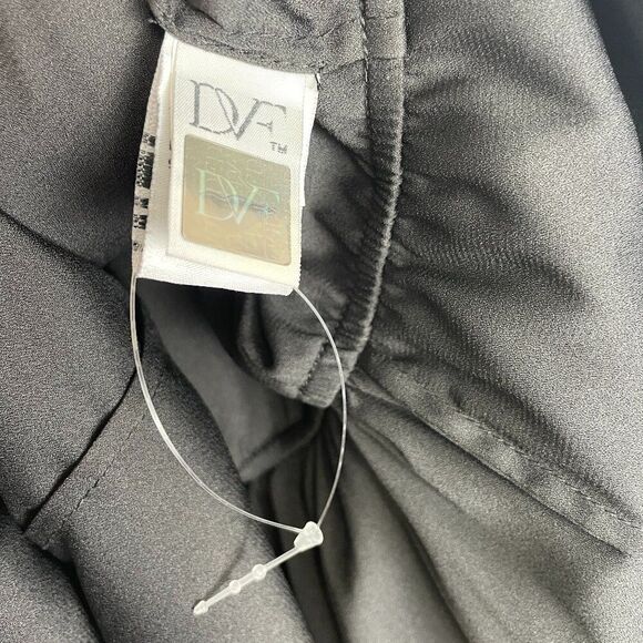 Diane Von Furstenberg Ria Floral Print Belted Pleats Chiffon Dress Black 6 - Picture 9 of 11